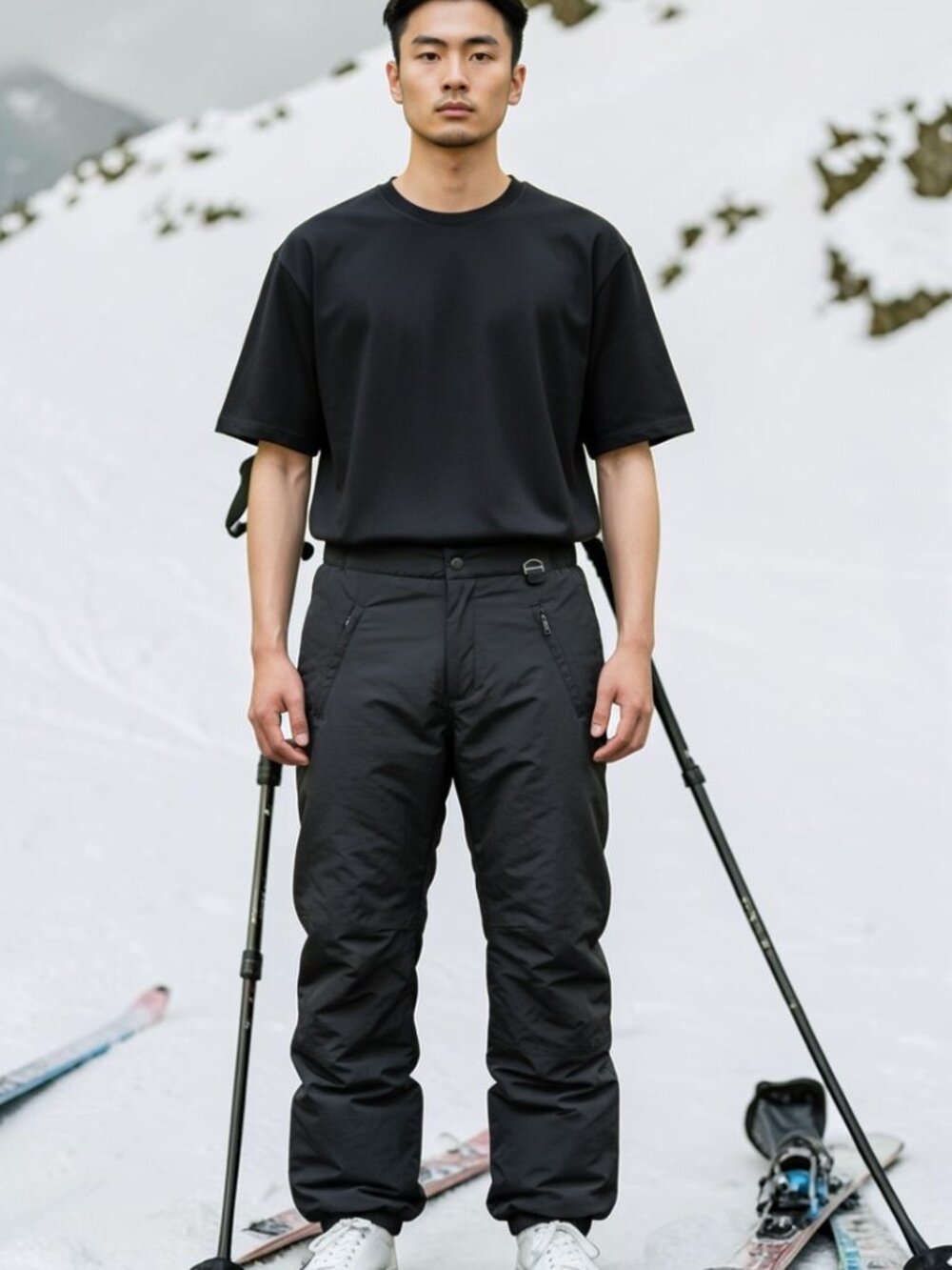Black‎ Bear Snowboarding pants L Zip Legs Elastic Waist Casual